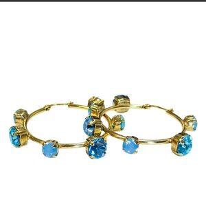 Tova Gold Hoop Earrings with Vibrant Blue Stones